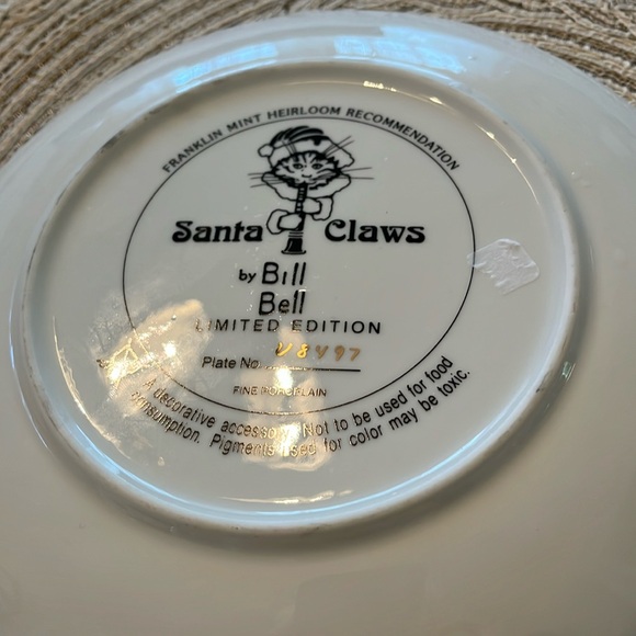Vintage Franklin Mint "Santa Claws" Collector Plate Bill Bell | W 5494 Porcelain - Picture 2 of 3